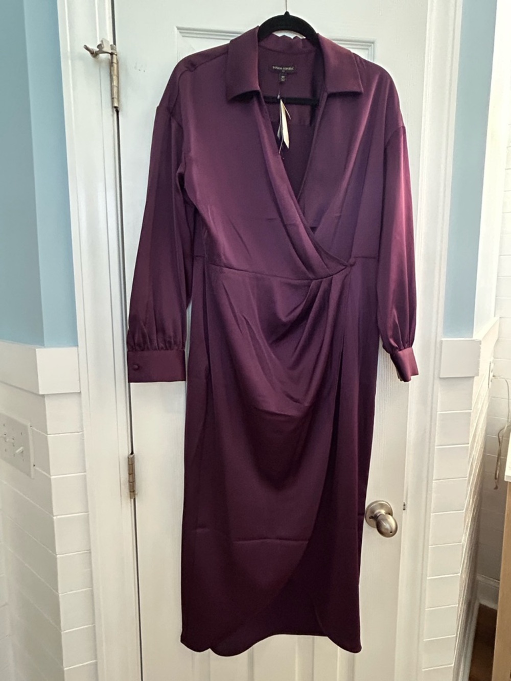 Banana Republic Plum Long-Sleeve Wrap Dress
